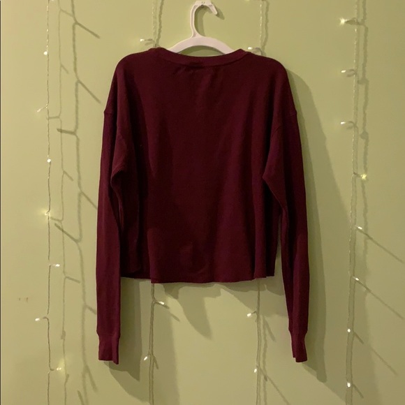 Maroon PINK long sleeve crop top - Picture 2 of 4
